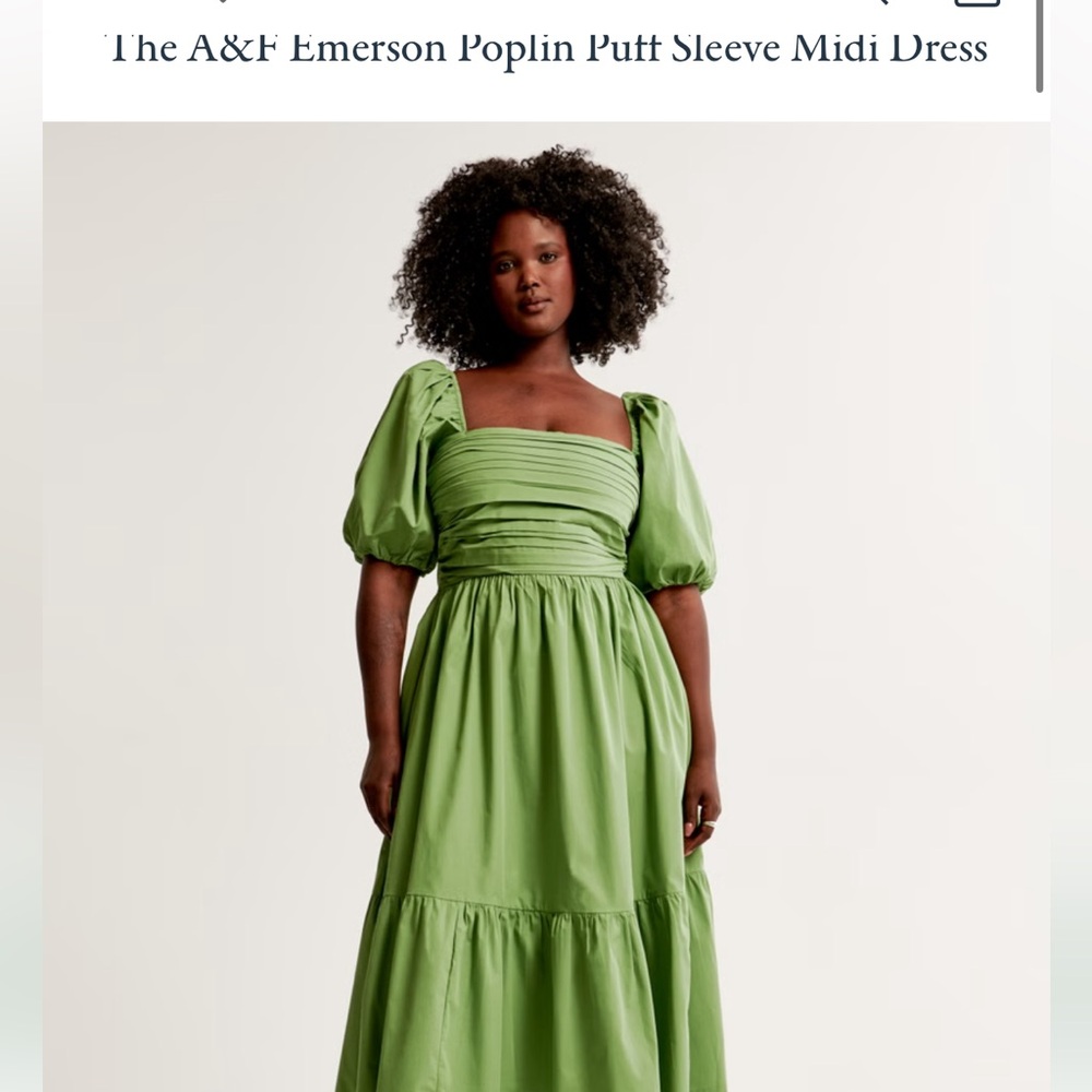 Abercrombie Emerson Poplin Puff Sleeve Midi Dress